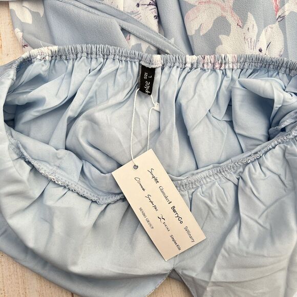 Simplee Women's Sexy Deep V Neck Backless Floral Print Split Maxi Party Dress L - Picture 12 of 12